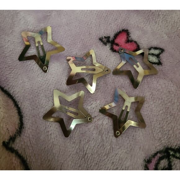 5 Silver Metal Gothic Star Hairclips Hair Accessory Girly Cutecore Alternative - Picture 3 of 5